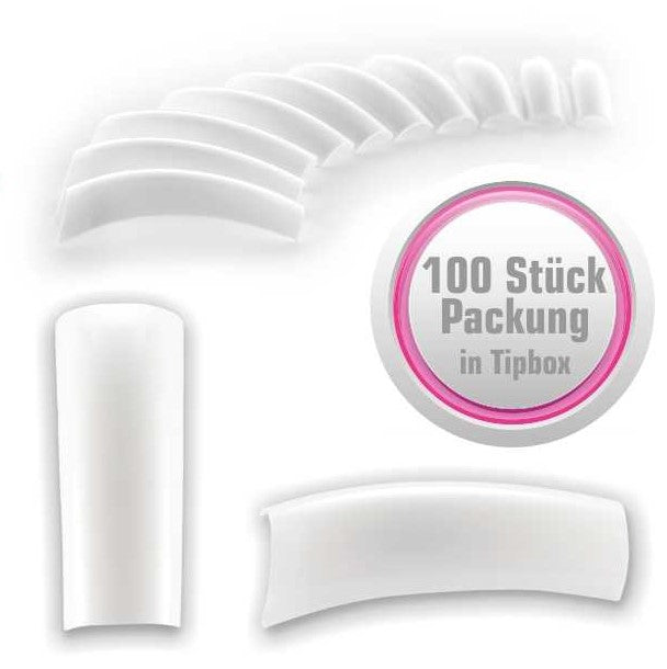 100 Stück French white Tips in Tipbox - leichte C-Kurve ABS weiss dünne Anklebefläche NAILFUN French white nailfunshop