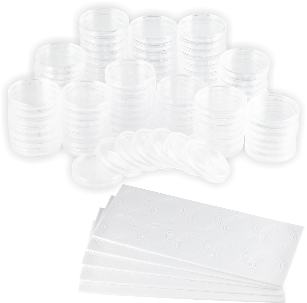 100 Münzkapseln transparent Ø 30/33 mm inkl. Einleger in Aufbewahrungsbox 531672 NAILFUN nailfunshop Sammlermünzen Münzbox Aufbewahrung für Münzen Münz Kapseln mit Einleger transparent klar  Material Kunststoff (PS) für Münzen 17 / 20 / 25 / 27 / 30 mm