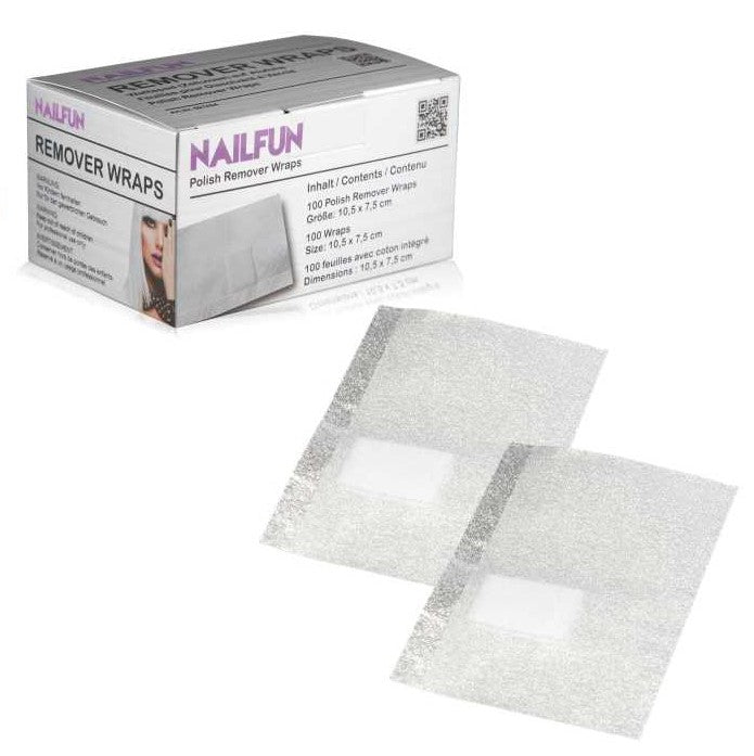 100 Remover Wraps - Watte-Pad auf Alufolie - für die Entfernung von Gellack u.a.Remover, Shellack, Soak-Off, Gellack, Nagellack, Gel-Polish, Easy-Off-Gel, Entferner, Alufolie, Wattepads, Zellulose, Polish Remover Wraps Pads für UV-Lack oder Nagellack