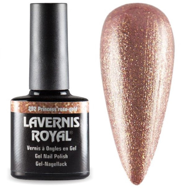 LAVERNIS ROYAL GEL NAGELLACK - 292 PRINCESS ROSE-GOLD Gellack Shellack UV-Nagellack UV Gel Polish Vernis a Ongles en Gel Soakoff Soak-Off UV Gellack rosa rose gold rosegold glitter glitzer gold
