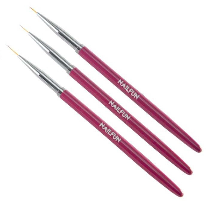NAILFUN Striper Pinselset 3-teilig pink für Nailart Onestroke Acrylfarben nailfunshop Nail-Art, Aquarellfarben, Ölfarben, Modellbau, Acrylfarben, Miniaturfiguren, Detail-Zeichnungen, Nagelkunst, Onestroke, Pinselset, Nailart, Pinsel, Striper, Strip, Brush