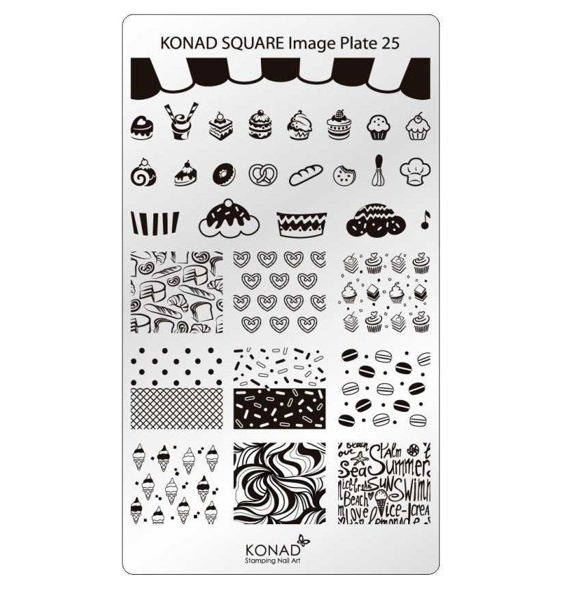 KONAD Square 25 Stamping Schablone - SQUARE No. 25 Bakery Bäckerei