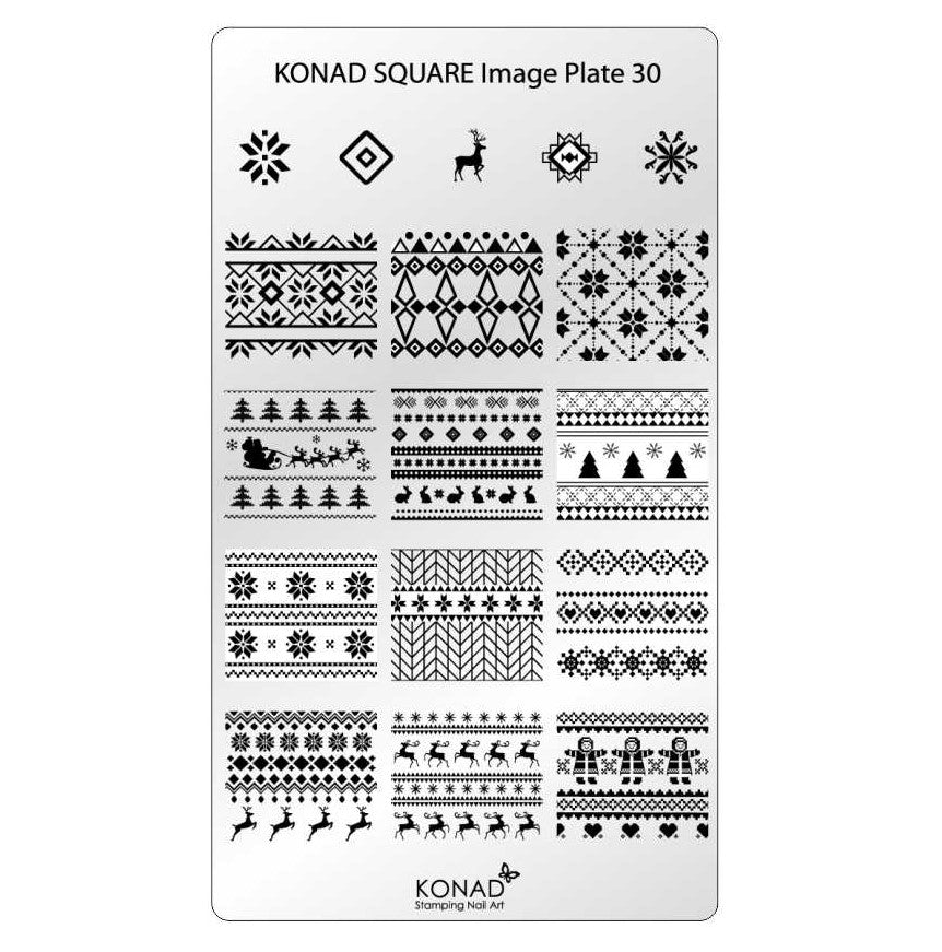 KONAD Square 30 Stamping Schablone - SQUARE No. 30 Weihnachten Christmas X-mas Xmas