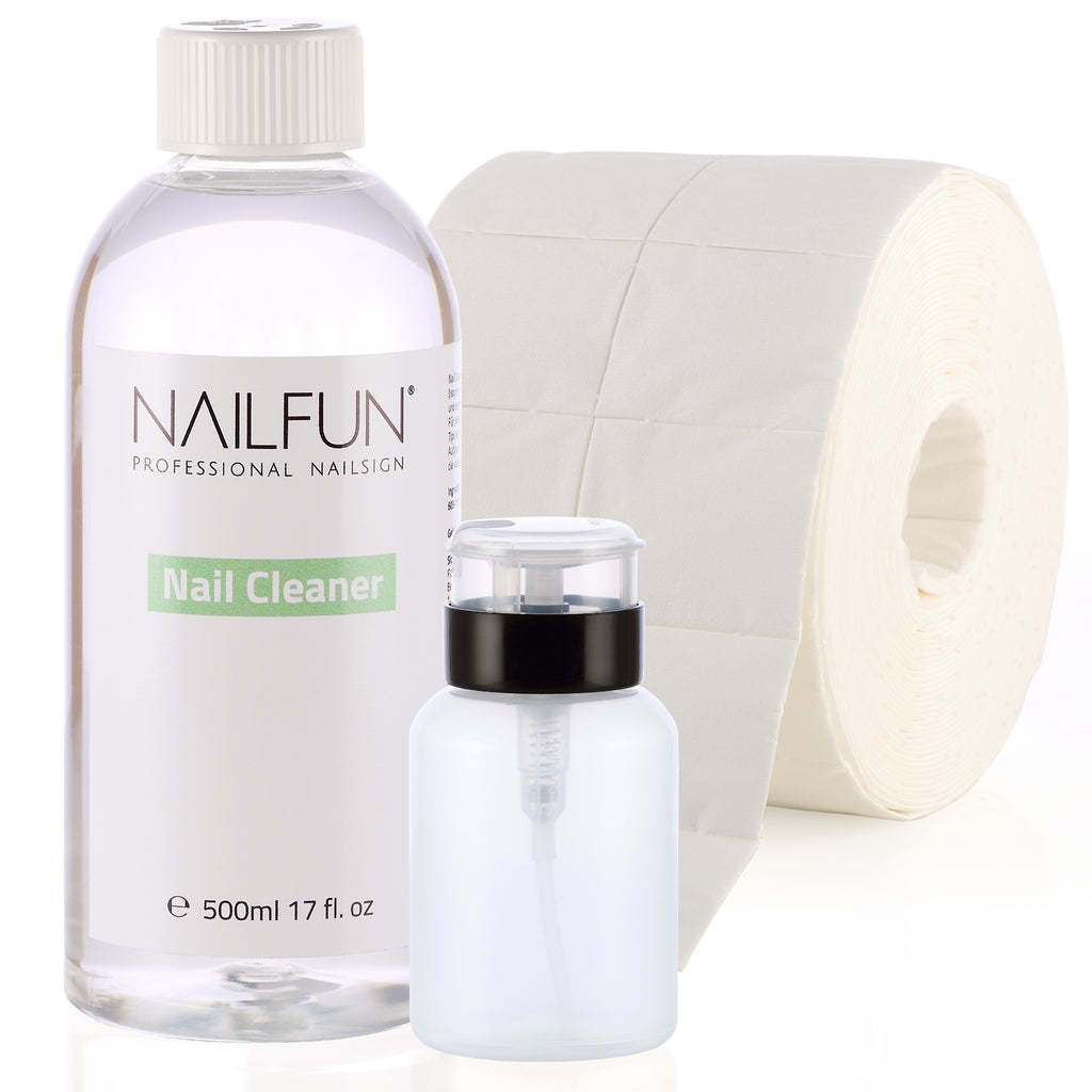 Nailfun Nailcleaner Isopropanol kosmetisch 1/2 Liter + 500 Zelletten (1 Rolle) + 1 Pumpflasche 200ml Cleaner Nails