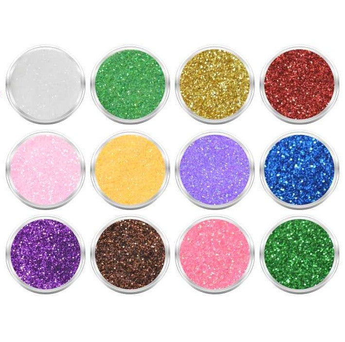 12 Döschen Nailart Glitzerpuder BOX 3 Glimmer Glitter Glitterstaub div. Farben