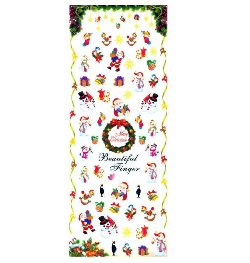 NAILFUN 1 Bogen One Stroke Sticker HOT-194 Nailsticker Weihnachten Christmas Nail-Tattoo nailfunshop
