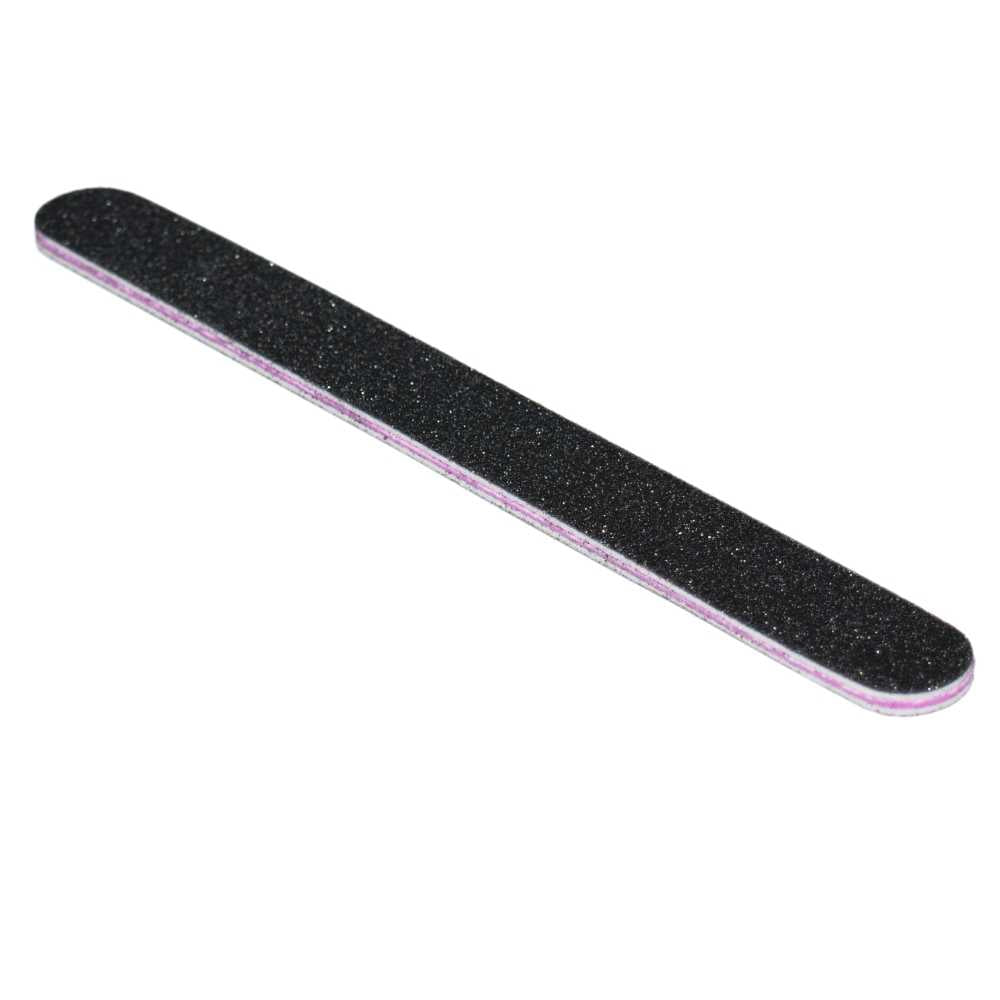 Profifeile Nagelfeile gerade schwarz - Körnung 100/180 - Kern pink/rot - NAILFUN