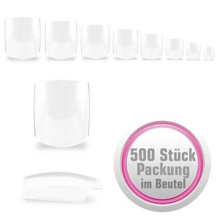 NAILFUN 500 Fullsize Zehennägel (Tips) klar transparent im Nachfüllbeutel nailfunshop fussnägel toe-nails
