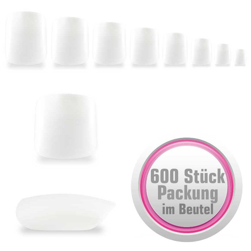 NAILFUN 500 Fullsize Zehennägel (Tips) natur weiss im Nachfüllbeutel nailfunshop toe-nails toenails toe nails