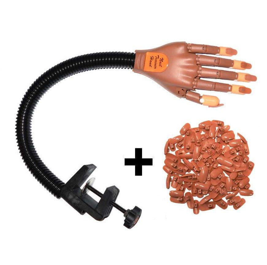 Nail Trainer Hand mit 100 Übungs Tips - mit Schraub- Tischhalterung NAILFUN nailfunshop Nail-Trainer-Hand Übungshand 