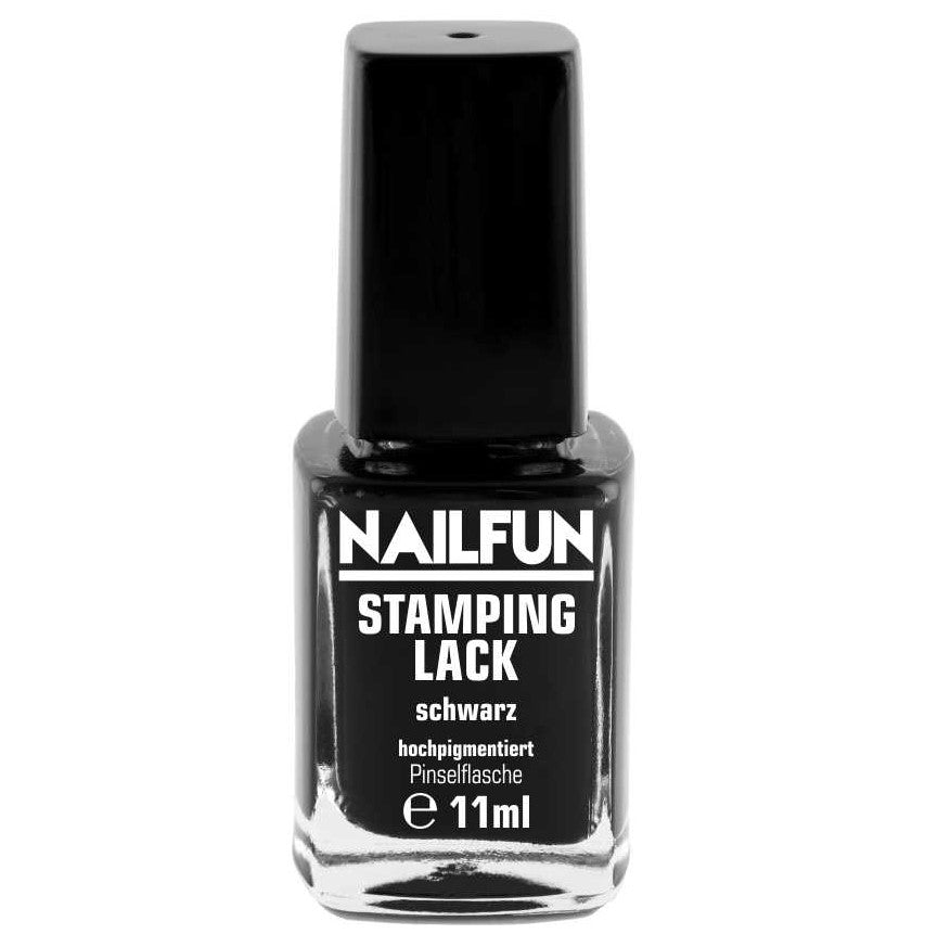 NAILFUN Stampinglack Schwarz 11ml in der Glas Pinselflasche