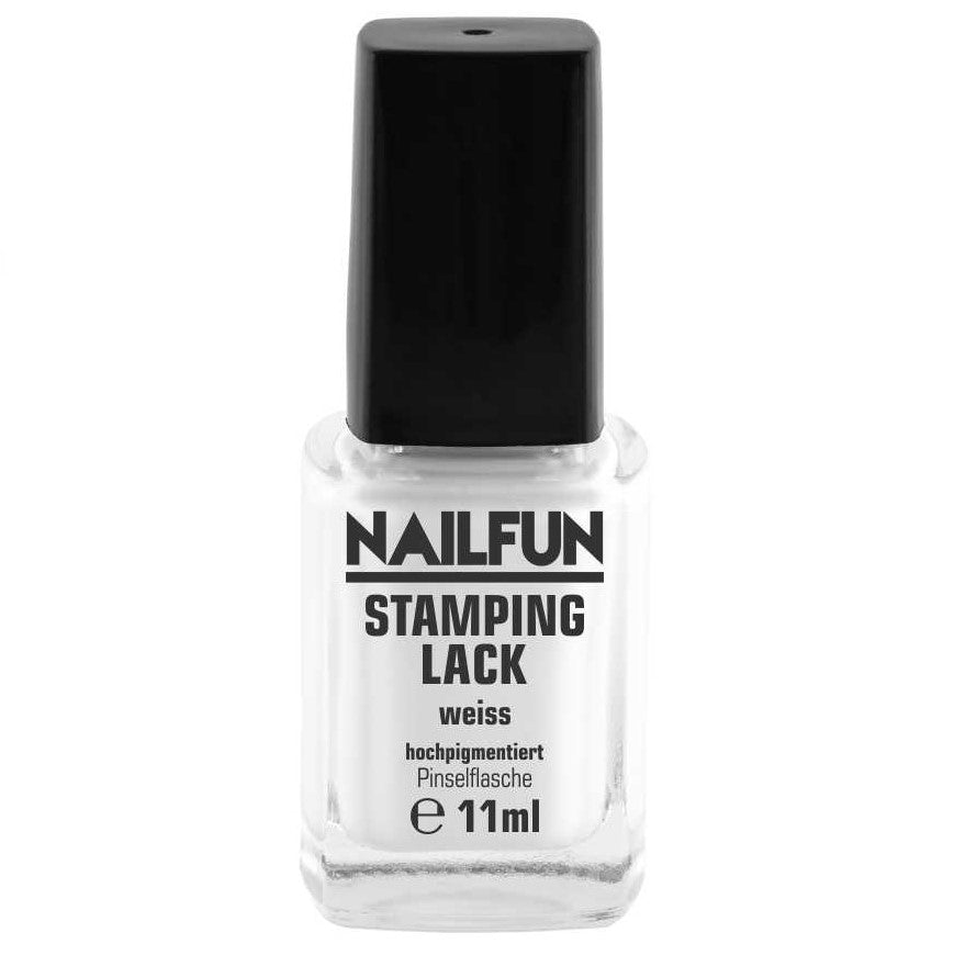 NAILFUN Stampinglack Weiss White 11ml in der Glas Pinselflasche