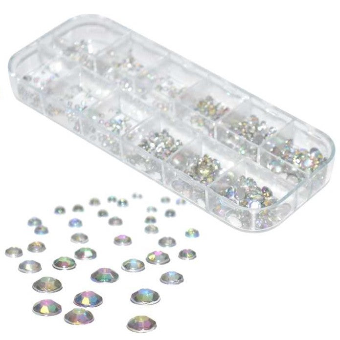 600+ Multicolor Strass-Steine 1mm 2mm 3mm 4mm und 5mm in Sortierbox